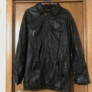 heavy black leather winter coat